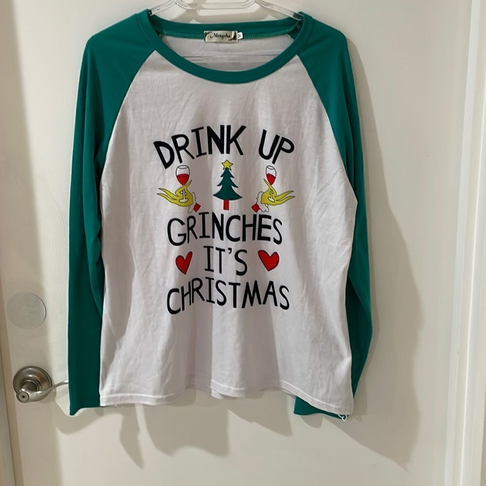 UGLY sweater party Christmas party shirt Drink Up Grinches It's Christmas M NWOT